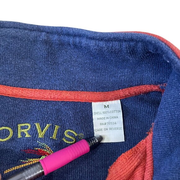 Orvis 1/4 Zip Sweatshirt Men's Size Medium Short Orange Pullover Flawed - Picture 2 of 6